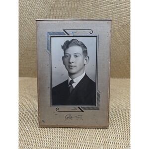 Vintage 1920s Portrait Young Man Cron Studio‎ Fort Wayne IN Art Deco Frame